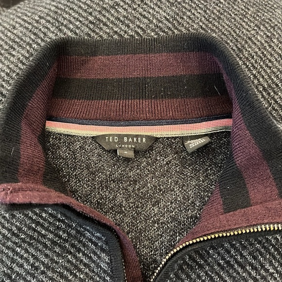 EUC Ted Baker London 1/4 zip crew neck wool blnd long sleeve black/white sweater - Picture 10 of 13